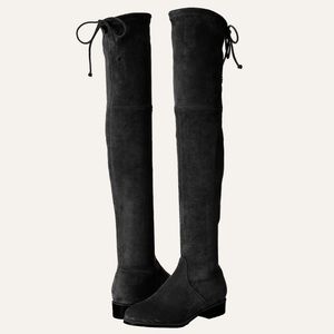 Thigh High Suede Low Heel Boots